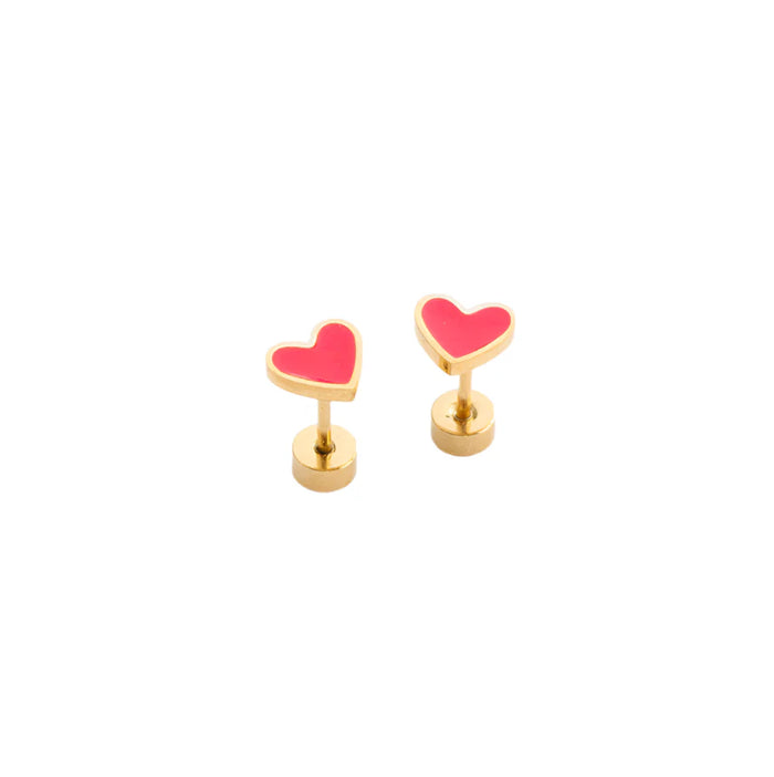 Enamel Heart Earrings by Pip Pop Post