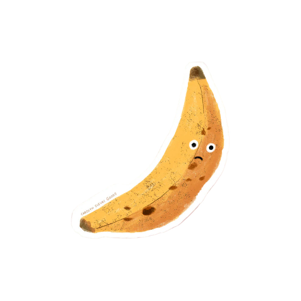Sad Banana Die Cut Sticker by Carolyn Suzuki