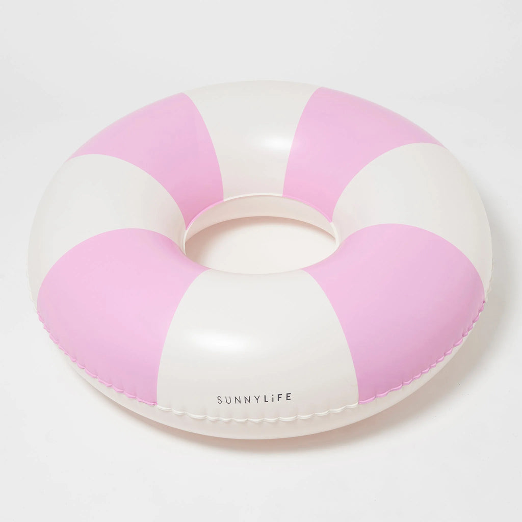 Bubblegum Pink Stripe Tube Pool Ring by SUNNYLIFE