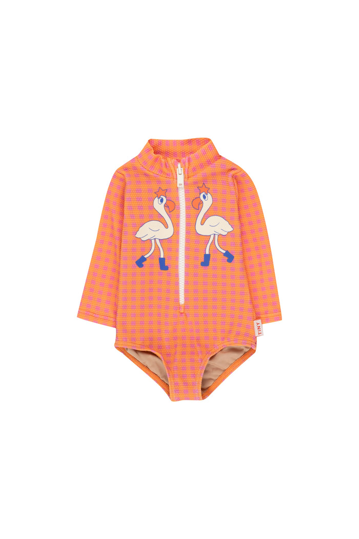 Flamingos Baby Swimsuit by Tinycottons