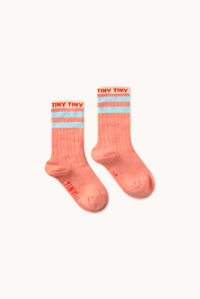 Tiny Medium Stripe Kid Socks - Papaya by Tinycottons