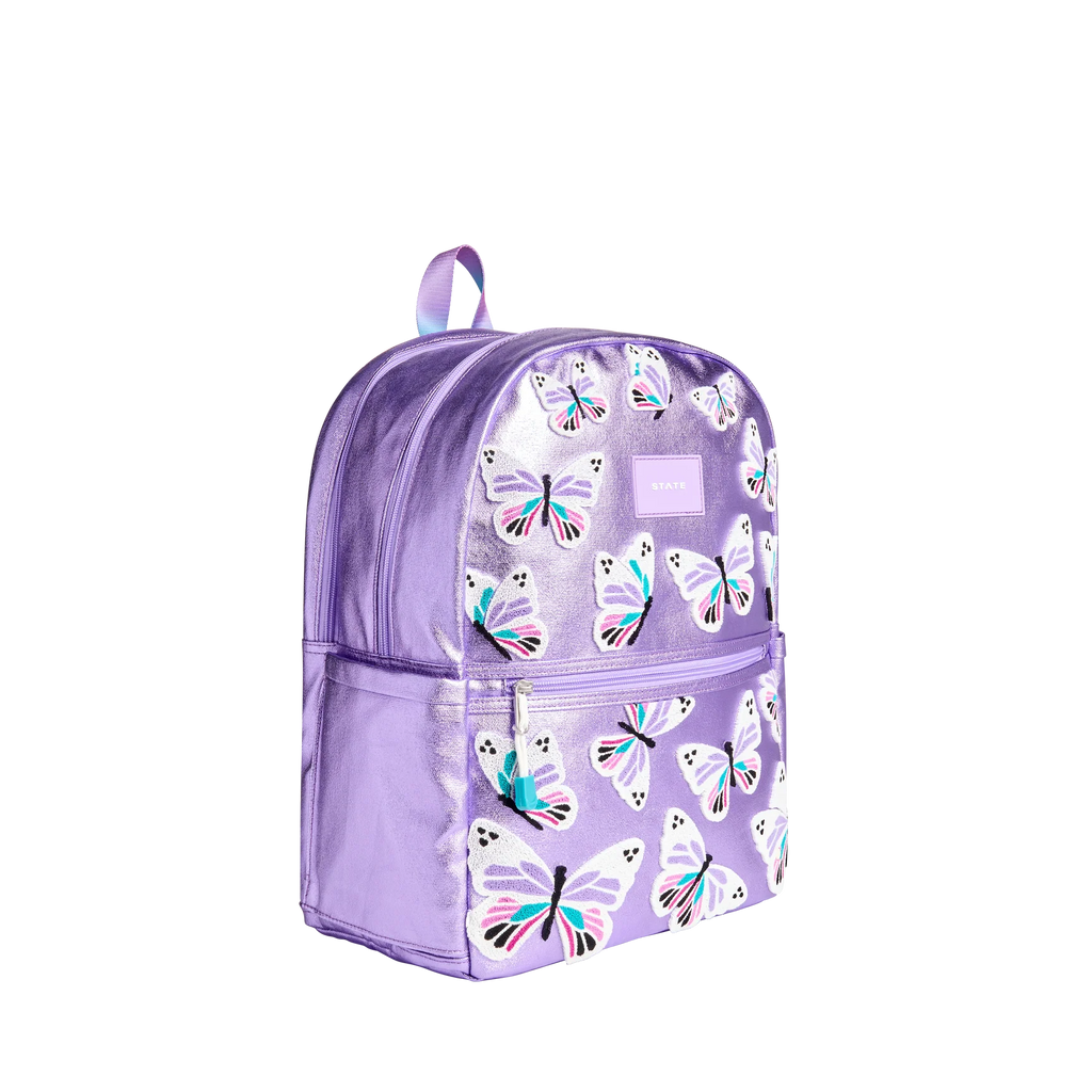 Metallic 3D Butterflies Kane Double Pocket Backpack by State Bags