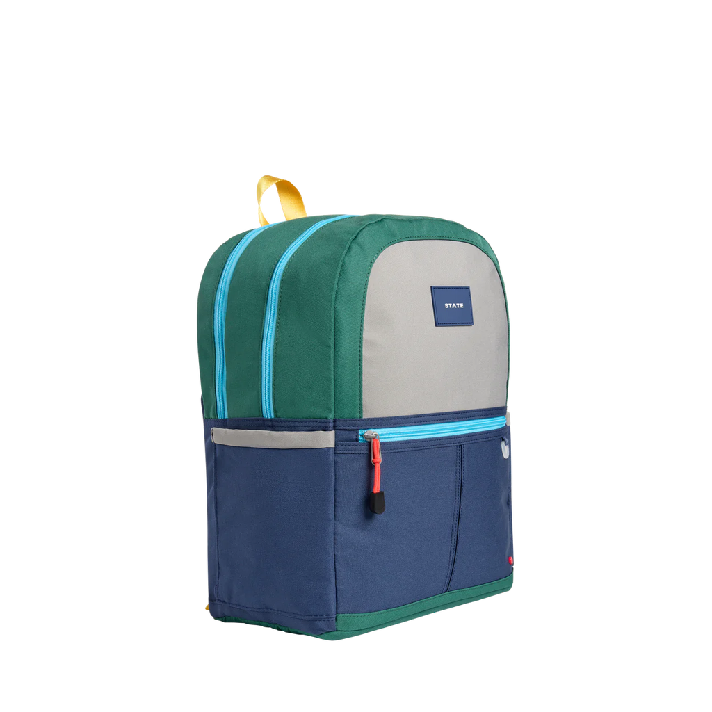 Green Navy Double Pocket Backpack by State Bags Mochi Kids