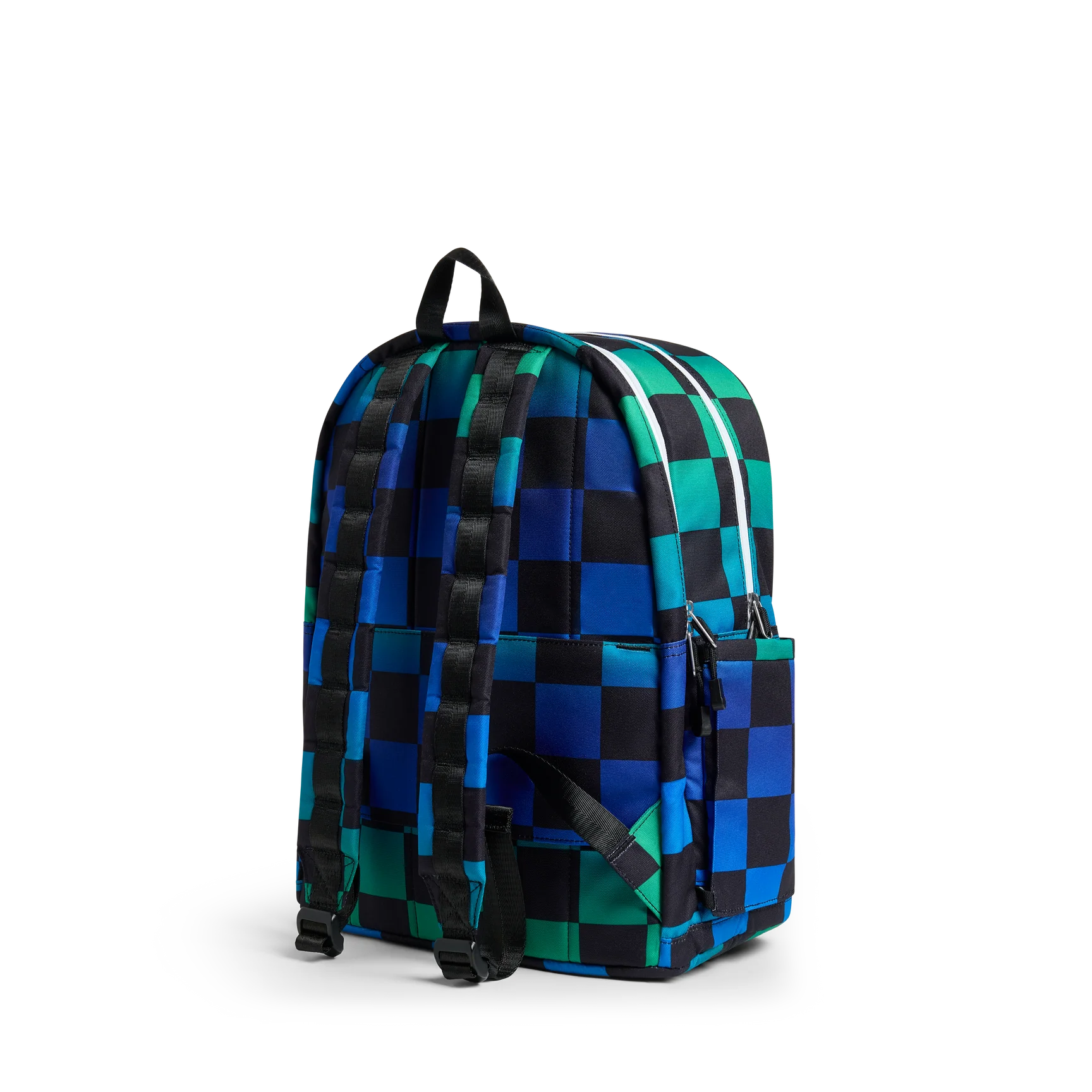 Blue Checkerboard Kane Double Pocket Large Backpack