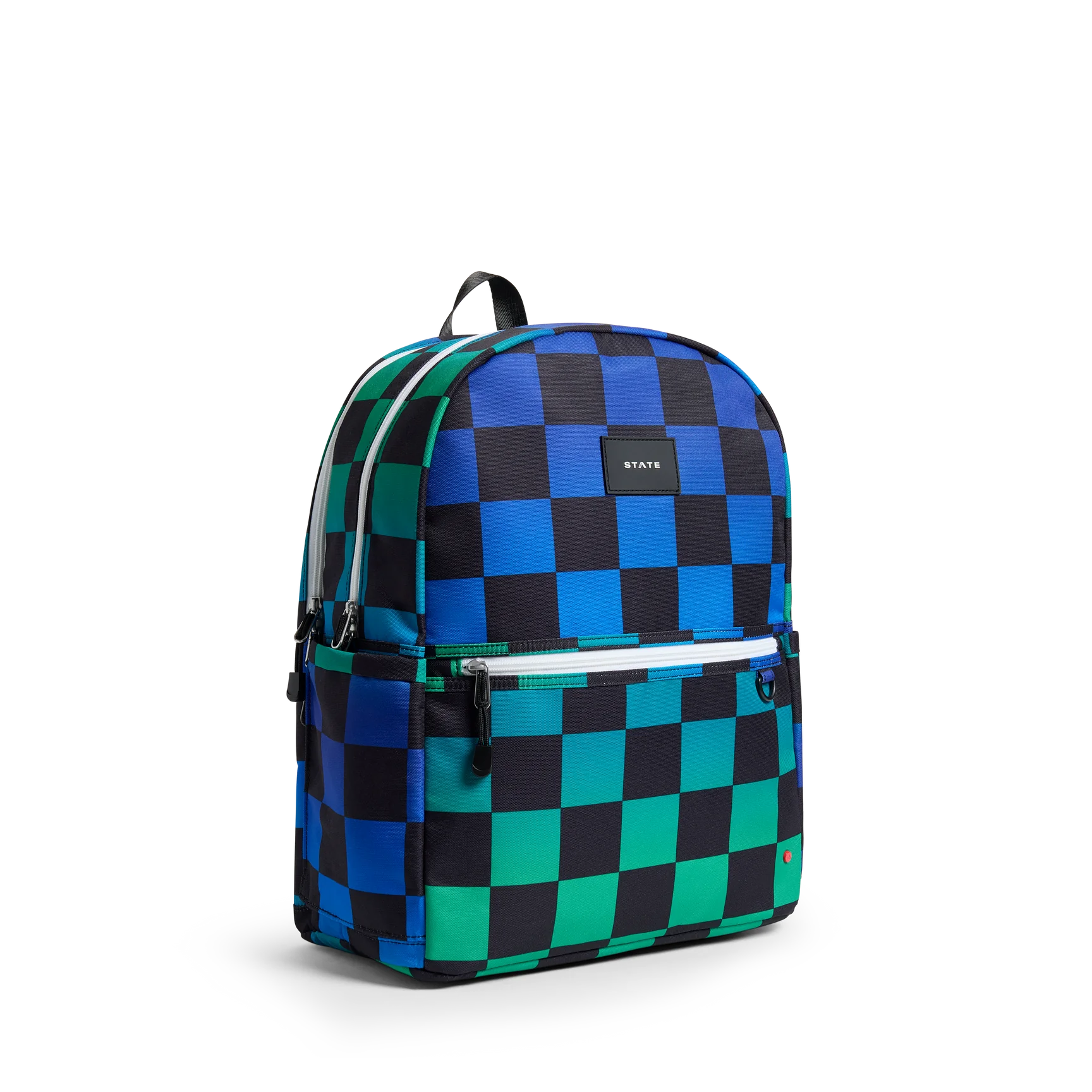 Blue Checkerboard Kane Double Pocket Large Backpack
