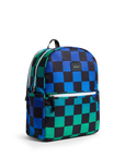 Blue Checkerboard Kane Double Pocket Large Backpack