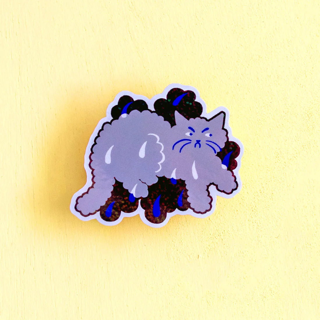Glitter Sad Cloud Cat Sticker
