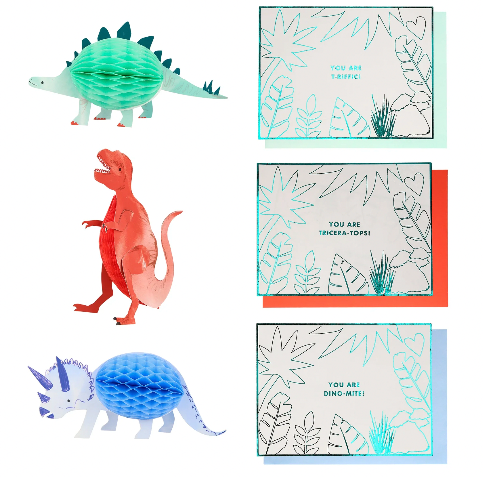SALE Dinosaur Valentine Cards (x12) by Meri Meri