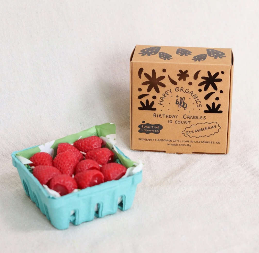 Beeswax Strawberry Birthday Candles by Happy Organics