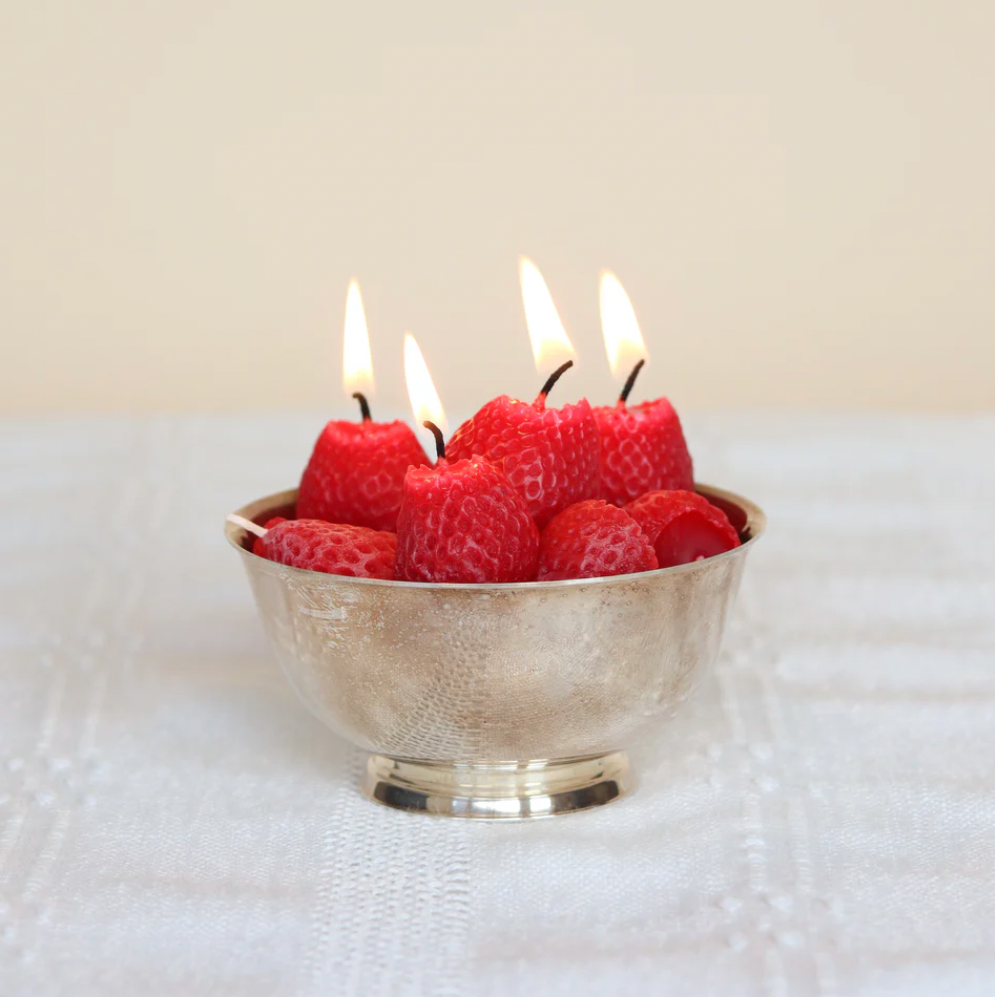 Beeswax Strawberry Birthday Candles by Happy Organics