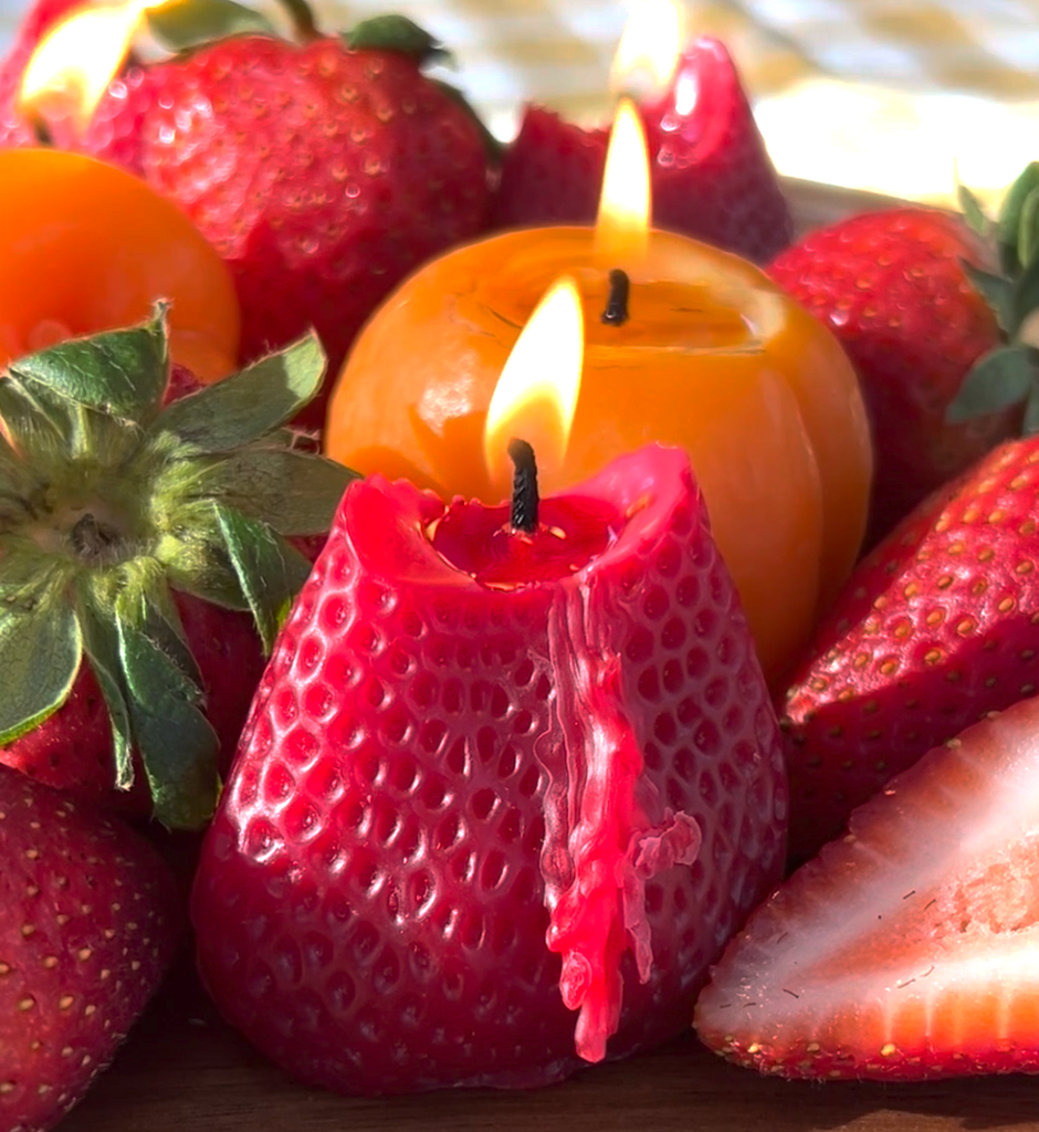 Beeswax Large Strawberry Candles by Happy Organics