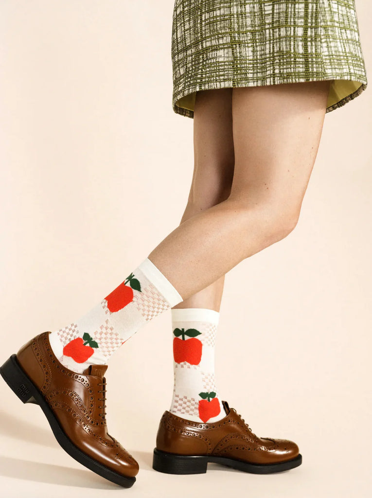 Apple Blocks Sheer Adult Crew Sock by Hansel from Basel