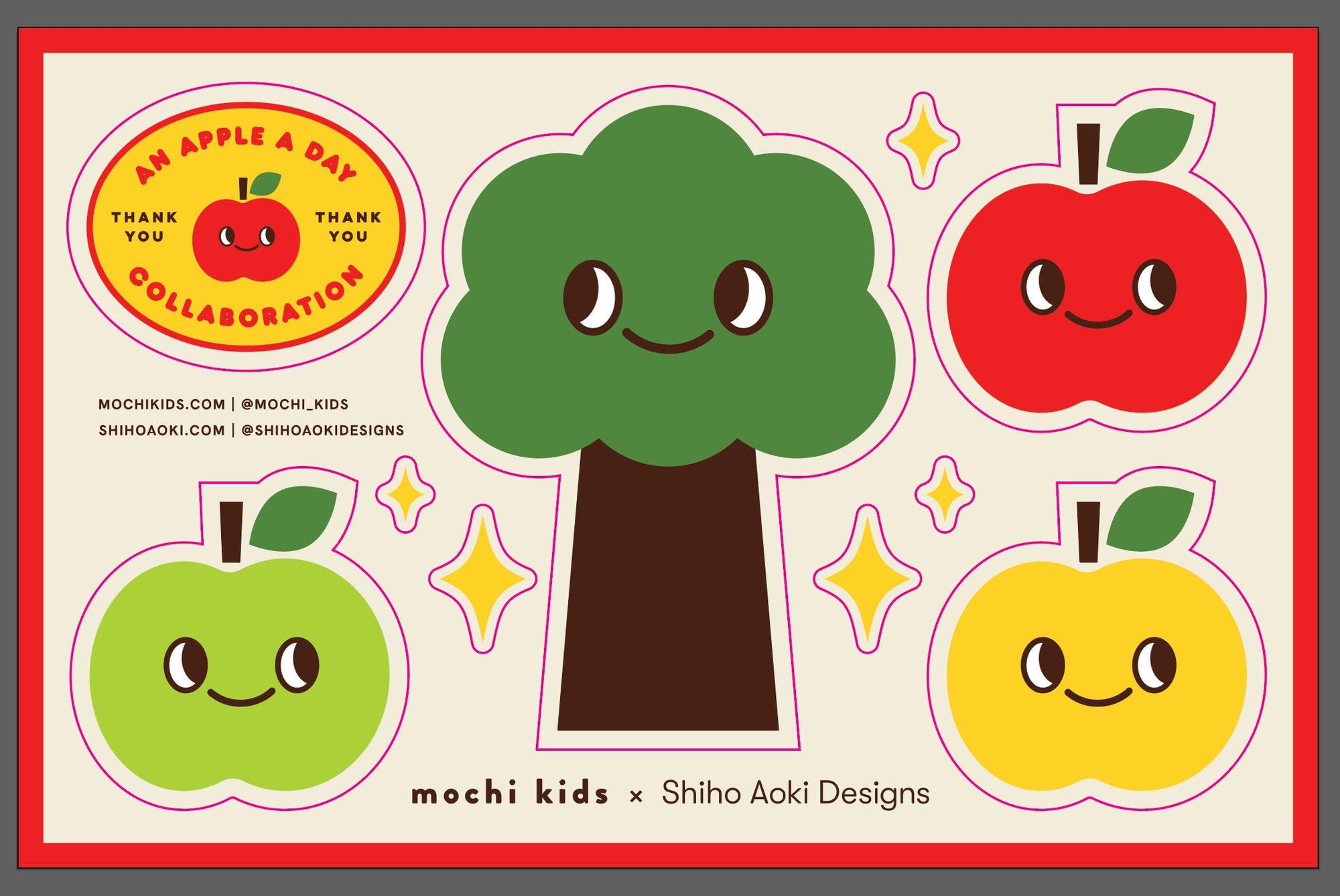 SALE An Apple a Day Sticker Sheet by Shiho Aoki Designs X Mochi Kids