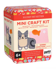 Mini craft kit for making a pocket pet kitten with colorful packaging on a white background