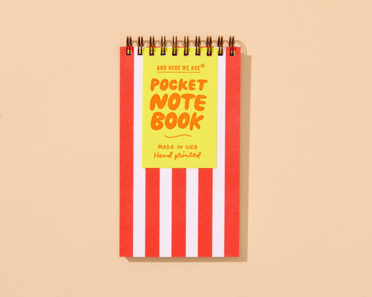 Red Stripe Letterpress Spiral Pocket Size Notebook
