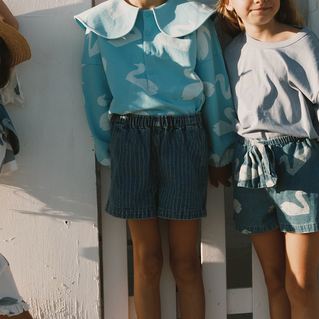 Striped Denim Shorts