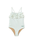 Cyan Fine Stripes Swimsuit