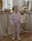 Lavender x Cream Stripe Footless Tights