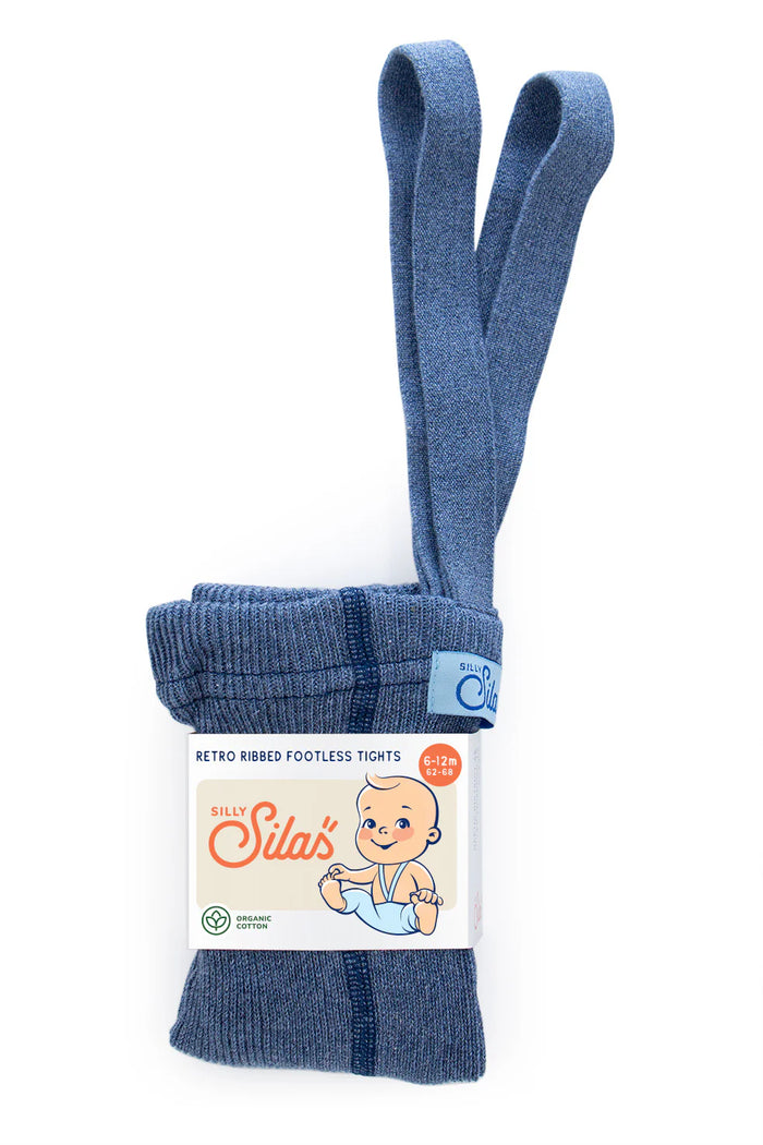 Footless Tights Steel Blue Blend by Silly Silas