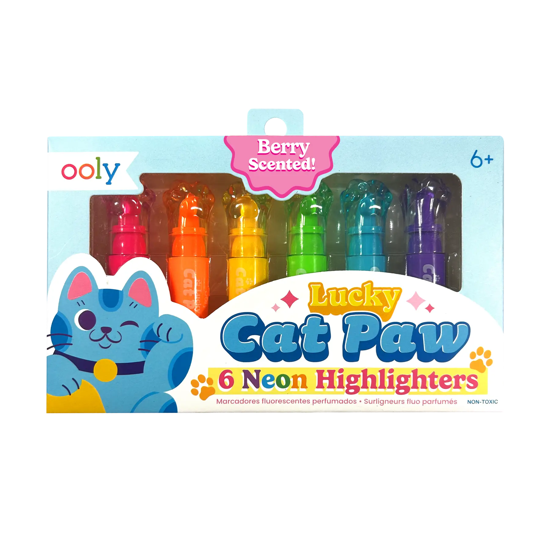 Lucky Cat Paw: Neon Scented Highlighters (Set of 6)