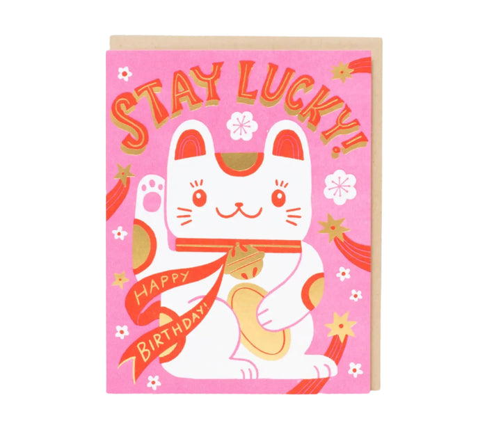 Stay Lucky Cat Card by Egg Press