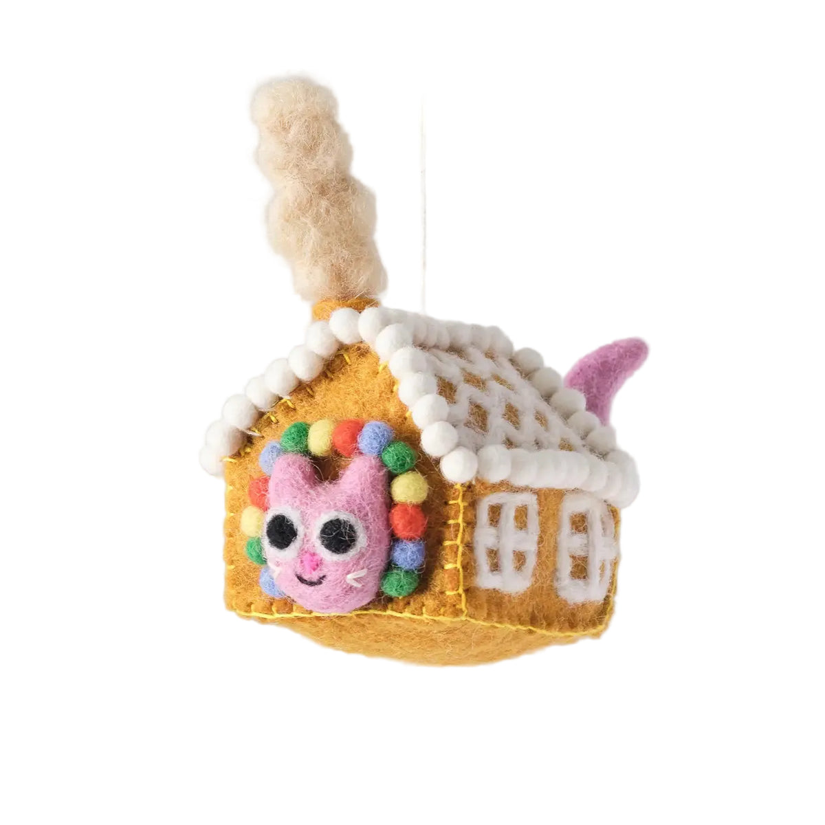 Gretel Cat in Gingerbread House Ornament