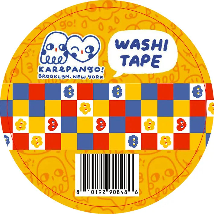 Hearts &amp; Clouds Blue/Red/Yellow Grid Washi Tape