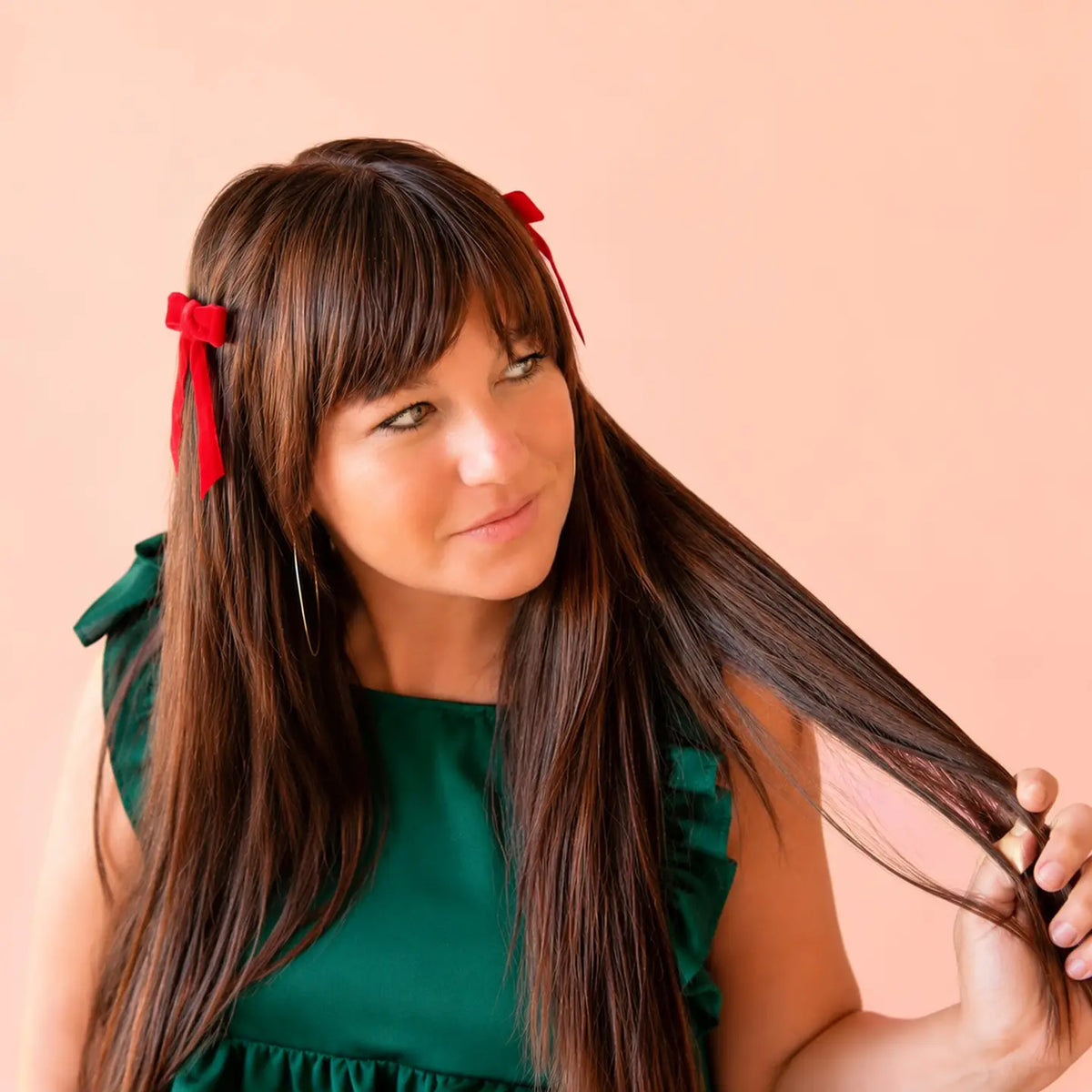 Red Velvet Bow Hair Clips