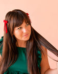 Red Velvet Bow Hair Clips