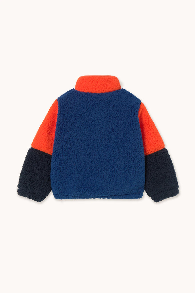 Color Block Polar Sherpa Jacket - Red/Navy by Tinycottons