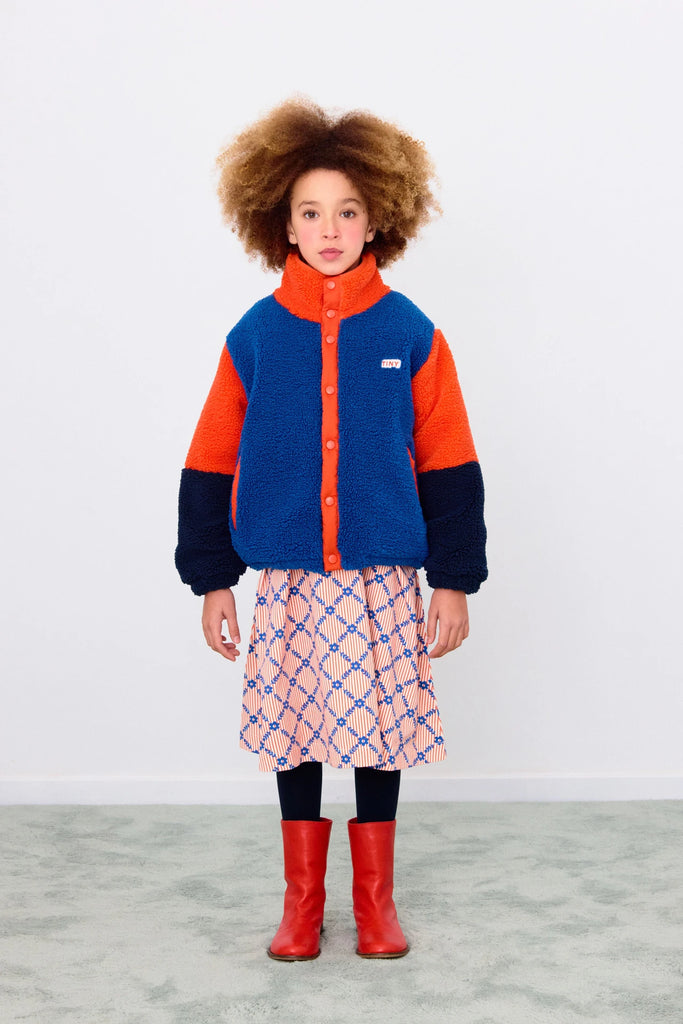 Color Block Polar Sherpa Jacket - Red/Navy by Tinycottons