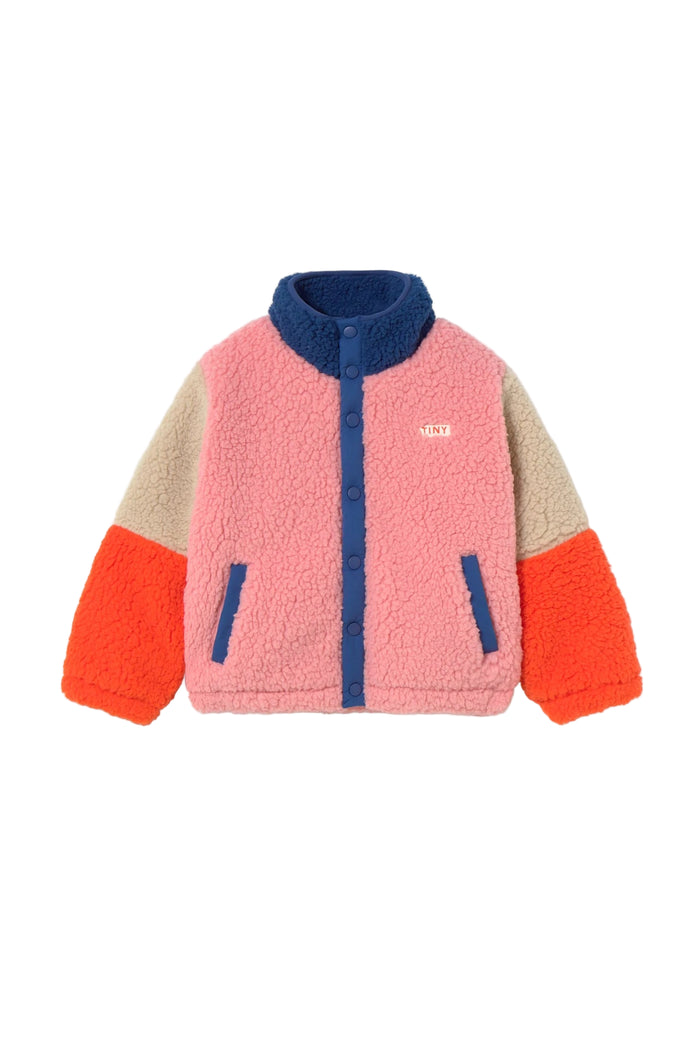 Color Block Polar Sherpa Jacket - Pink/Navy by Tinycottons