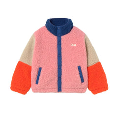 Color Block Polar Sherpa Jacket - Pink/Navy by Tinycottons