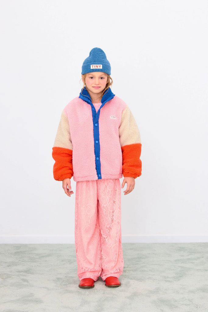 Color Block Polar Sherpa Jacket - Pink/Navy by Tinycottons