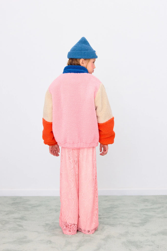 Color Block Polar Sherpa Jacket - Pink/Navy by Tinycottons