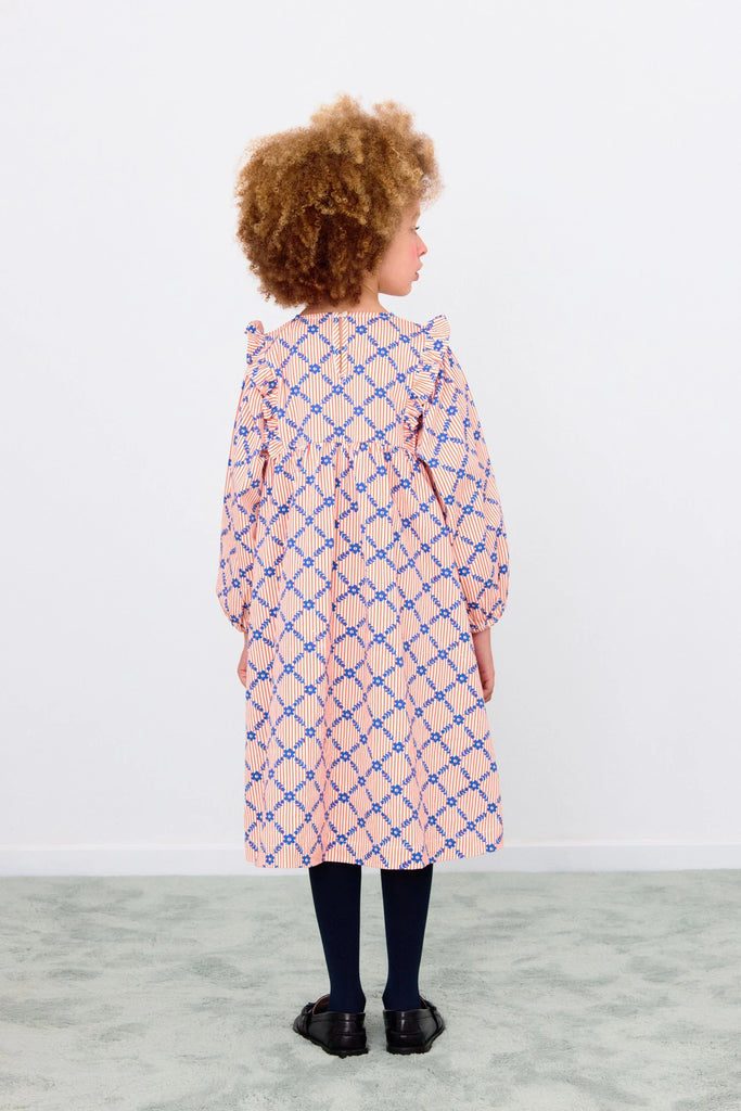 Flower Grid Print Dress By Tinycottons