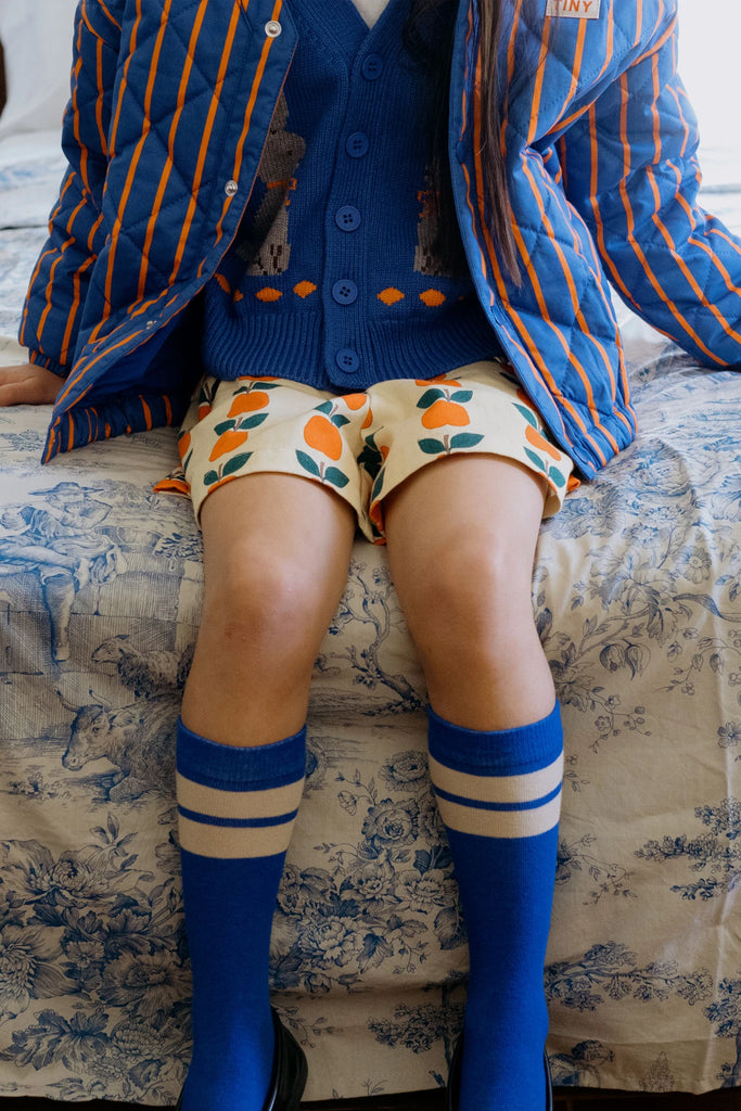 Medium Length Stripe Kids Socks - Blue by Tinycottons