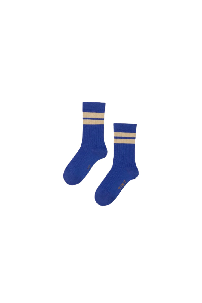 Medium Length Stripe Kids Socks - Blue by Tinycottons