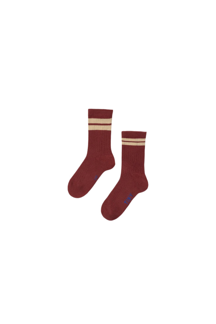 Medium Length Stripe Kids Socks - Chestnut by Tinycottons