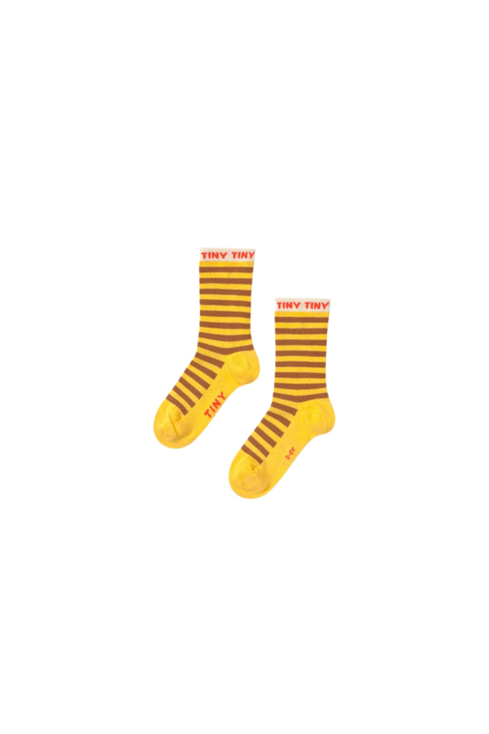 Short Stripe Kids Socks - Yellow by Tinycottons
