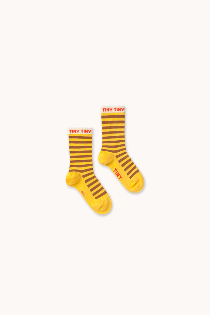 Short Stripe Kids Socks - Yellow by Tinycottons