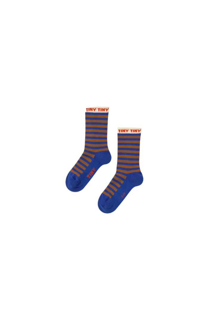 Short Stripe Kids Socks - Blue by Tinycottons