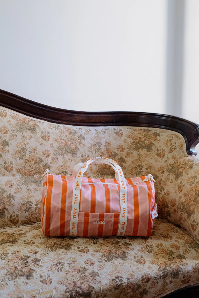 Retro Stripes Duffel Bag - Pink by Tinycottons