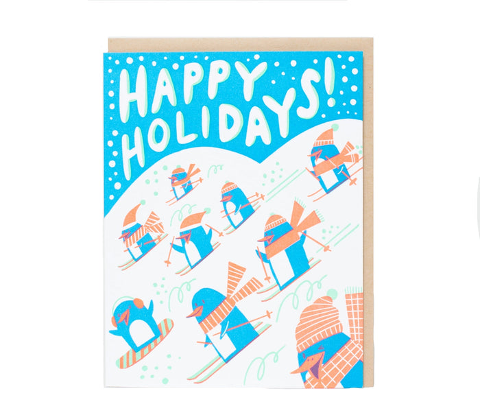 Happy Holidays Penguins Card by HELLO!LUCKY