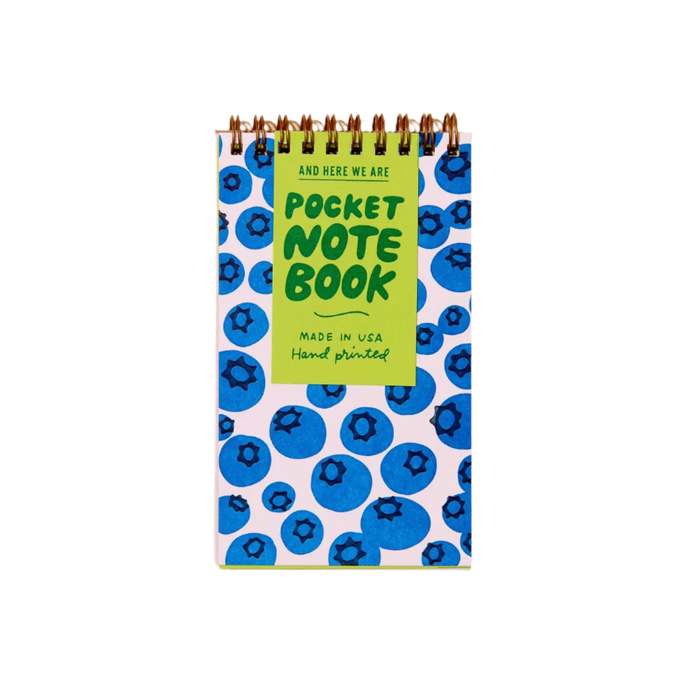 Blueberries Letterpress Spiral Pocket Size Notebook by And Here We Are