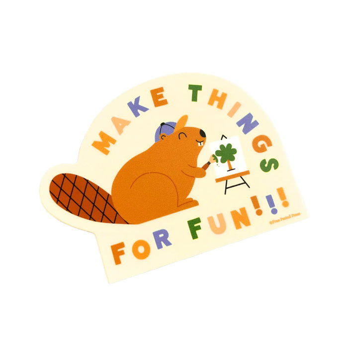Make Things For Fun Beaver Vinyl Decal Sticker by Free Period Press