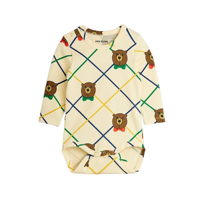Bear Check Bodysuit by Mini Rodini