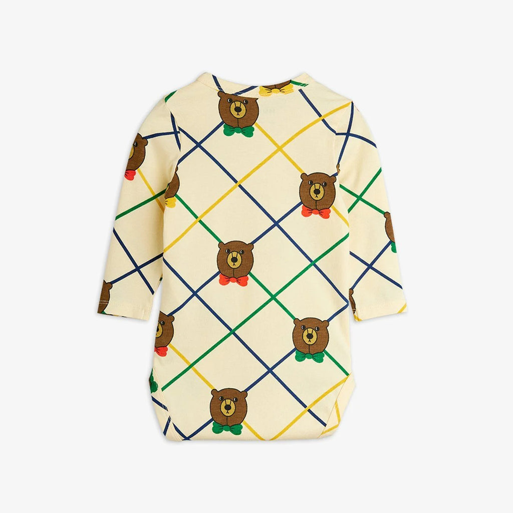 Bear Check Bodysuit by Mini Rodini