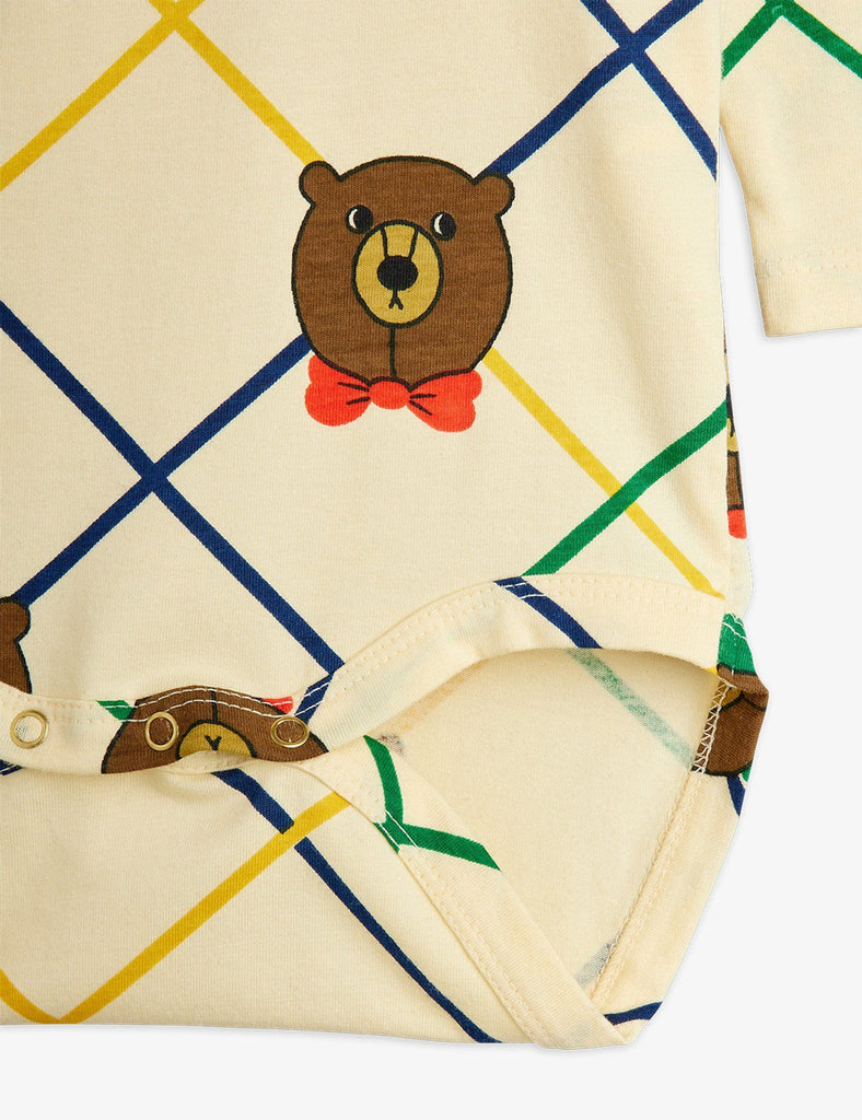 Bear Check Bodysuit by Mini Rodini