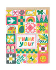 Folk Quilt Thanks Greeting Card By Phoebe Wahl